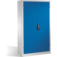 C+P Magazinschrank mit 83 Sichtlagerkästen und 3 Schubladen, H1950xB1100xT535mm Front Enzianblau Korpus Lichtgrau von C + P Möbelsysteme