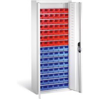 C+P Magazinschrank mit 90 Sichtlagerkästen, H1690xB700xT300mm Front Lichtgrau Korpus Lichtgrau von C + P Möbelsysteme