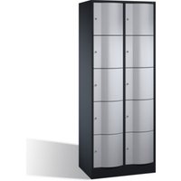 C+P Schließfachschrank Resisto, 10 Fächer, H1950xB770xT540mm Front Weißaluminium Korpus Schwarzgrau von C + P Möbelsysteme