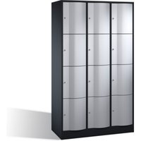 C+P Schließfachschrank Resisto, 12 Fächer, H1950xB1150xT540mm Front Weißaluminium Korpus Schwarzgrau von C + P Möbelsysteme