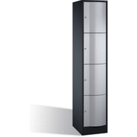 C+P Schließfachschrank Resisto, 4 Fächer, H1950xB396xT540mm Front Weißaluminium Korpus Schwarzgrau C+P Schließfachschrank Resisto, 4 Fächer, H1950xB396xT540mm Front Weißaluminium Korpus Schwarzgrau von C + P Möbelsysteme
