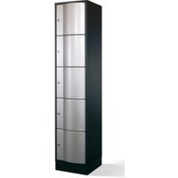 C+P Schließfachschrank Resisto, 5 Fächer, H1950xB396xT540mm Front Weißaluminium Korpus Schwarzgrau C+P Schließfachschrank Resisto, 5 Fächer, H1950xB396xT540mm Front Weißaluminium Korpus Schwarzgrau von C + P Möbelsysteme