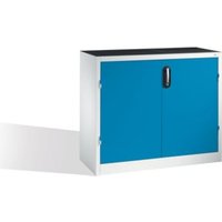 C+P Schwerlast-Beistellschrank mit Drehtüren, innen 1 Boden, H1000xB1200xT500mm Front Lichtblau Korpus Lichtgrau von C + P Möbelsysteme