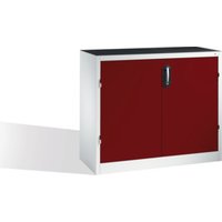 C+P Schwerlast-Beistellschrank mit Drehtüren, innen 1 Boden, H1000xB1200xT500mm Front Rubinrot Korpus Lichtgrau von C + P Möbelsysteme