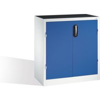 C+P Schwerlast-Beistellschrank mit Drehtüren, innen 1 Boden, H1000xB930xT500mm Front Enzianblau Korpus Lichtgrau von C + P Möbelsysteme