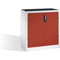 C+P Schwerlast-Beistellschrank mit Drehtüren, innen 1 Boden, H1000xB930xT500mm Front Rubinrot Korpus Lichtgrau von C + P Möbelsysteme