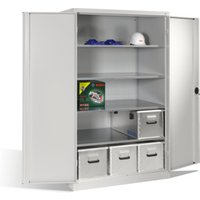 C+P Schwerlast-Werkzeugschrank XXL mit Drehtüren, innen 4 Böden, H1950xB1200xT800mm Front Lichtgrau Korpus Lichtgrau von C + P Möbelsysteme