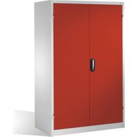 C+P Schwerlast-Werkzeugschrank XXL mit Drehtüren, innen 4 Böden, H1950xB1200xT800mm Front Rubinrot Korpus Lichtgrau von C + P Möbelsysteme