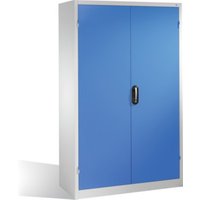 C+P Schwerlast-Werkzeugschrank mit Drehtüren, innen 4 Böden, H1950xB1200xT500mm Front Lichtblau Korpus Lichtgrau von C + P Möbelsysteme