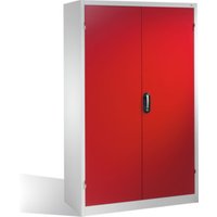 C+P Schwerlast-Werkzeugschrank mit Drehtüren, innen 4 Böden, H1950xB1200xT500mm Front Rubinrot Korpus Lichtgrau von C + P Möbelsysteme