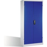 C+P Schwerlast-Werkzeugschrank mit Drehtüren, innen 4 Böden, H1950xB930xT400mm Front Enzianblau Korpus Lichtgrau von C + P Möbelsysteme