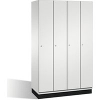 C+P Umkleidespind Cambio auf Sockel, 4 Abteile, H1950xB1200xT525mm Front Lichtgrau Korpus Lichtgrau von C + P Möbelsysteme