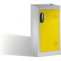 C+P Umwelt-Beistellschrank mit Drehtür, 2 Polyethylen-Wannen, H1020xB500xT500mm Front Verkehrsgelb Korpus Lichtgrau von C + P Möbelsysteme