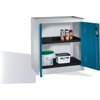 C+P Umwelt-Beistellschrank mit Drehtüren, 2 Polyethylen-Wannen, H1020xB930xT500mm Front Lichtblau Korpus Lichtgrau von C + P Möbelsysteme