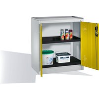 C+P Umwelt-Beistellschrank mit Drehtüren, 2 Polyethylen-Wannen, H1020xB930xT500mm Front Verkehrsgelb Korpus Lichtgrau von C + P Möbelsysteme