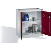 C+P Umwelt-Beistellschrank mit Drehtüren, 2 Wannenböden, H1020xB930xT500mm Front Rubinrot Korpus Lichtgrau von C + P Möbelsysteme