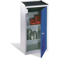 C+P Werkzeug-Beistellschrank mit Drehtür, 2 Böden und Schublade, H1020xB500xT500mm Front Enzianblau Korpus Lichtgrau von C + P Möbelsysteme