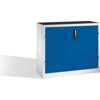 C+P Werkzeug-Beistellschrank mit Drehtüren, 2 Böden und 3 Schübe, H1000xB1200xT400mm Front Enzianblau Korpus Lichtgrau von C + P Möbelsysteme