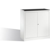 C+P Werkzeug-Beistellschrank mit Drehtüren, 2 Böden und Schublade, H1020xB940xT500mm Front Lichtgrau Korpus Lichtgrau von C + P Möbelsysteme