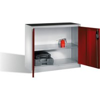 C+P Werkzeug-Beistellschrank mit Drehtüren, innen 1 Boden, H1000xB1200xT500mm Front Rubinrot Korpus Lichtgrau von C + P Möbelsysteme