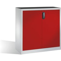 C+P Werkzeug-Beistellschrank mit Drehtüren, innen 2 Böden, H1200xB1200xT500mm Front Rubinrot Korpus Lichtgrau von C + P Möbelsysteme