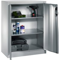 C+P Werkzeug-Beistellschrank mit Drehtüren, innen 2 Böden, H1200xB930xT500mm Front Lichtgrau Korpus Lichtgrau von C + P Möbelsysteme