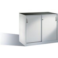 C+P Werkzeug-Beistellschrank mit Schiebetüren, innen 1 Boden, H1000xB1200xT600mm Front Lichtgrau Korpus Lichtgrau von C + P Möbelsysteme