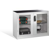 C+P Werkzeug-Beistellschrank mit Sichtfenster-Drehtüren, 1 Boden, H1000xB1200xT500mm Front Lichtgrau Korpus Lichtgrau von C + P Möbelsysteme