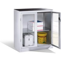 C+P Werkzeug-Beistellschrank mit Sichtfenster-Drehtüren, 1 Boden, H1000xB930xT500mm Front Lichtgrau Korpus Lichtgrau von C + P Möbelsysteme