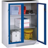 C+P Werkzeug-Beistellschrank mit Sichtfenster-Drehtüren, 2 Böden, H1200xB930xT500mm Front Enzianblau Korpus Lichtgrau von C + P Möbelsysteme