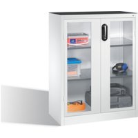 C+P Werkzeug-Beistellschrank mit Sichtfenster-Drehtüren, 2 Böden, H1200xB930xT500mm Front Lichtgrau Korpus Lichtgrau von C + P Möbelsysteme