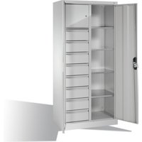 C+P Werkzeugschrank mit Drehtüren, 4 Böden, 8 Schübe, Wertfach, H1950xB930xT500mm Front Lichtgrau Korpus Lichtgrau von C + P Möbelsysteme