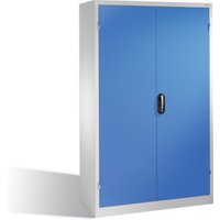 C+P Werkzeugschrank mit Drehtüren, 4 Böden und 3 Schübe, H1950xB1200xT400mm Front Lichtblau Korpus Lichtgrau von C + P Möbelsysteme