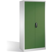 C+P Werkzeugschrank mit Drehtüren, 4 Böden und Garderobenstange, H1950xB930xT500mm Front Resedagrün Korpus Lichtgrau von C + P Möbelsysteme