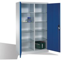 C+P Werkzeugschrank mit Drehtüren, innen 10 Fächer, H1950xB1200xT500mm Front Enzianblau Korpus Lichtgrau von C + P Möbelsysteme