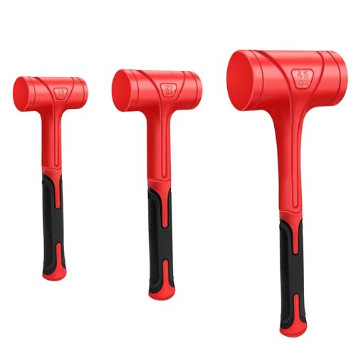 C&T Dead Blow Hammer,Totschlaghammer-Set, 3-teilig, rot und schwarz, stoßfestes Design, kein Rückprall Hammer Unibody Molded Checkered Grip Spark and Rebound Resistant C&T Dead Blow Hammer,Totschlaghammer-Set, 3-teilig, rot und schwarz, stoßfestes Design, kein Rückprall Hammer Unibody Molded Checkered Grip Spark and Rebound Resistant von C&T
