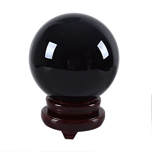 C&Z 150mm (5,9 Zoll) Große Weissagung Schwarze Kristallkugel für Hexerei Obsidian Heilkristalle Heimtextilien Meditation Ornamente von C&Z
