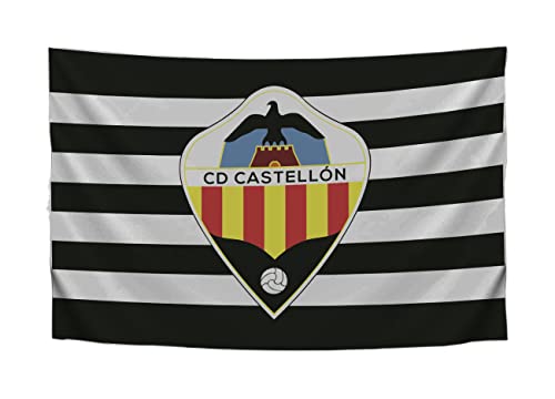 C.D. Castellon Flagge Weiß-schwarz Wappen, Erwachsene, Unisex, 150 x 100 cm von C.D. Castellon