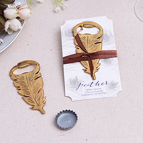 Flaschenöffner in Form einer Feder, antiaging, Vintage, goldfarben, Gastgeschenk zum Dekorieren von Tableau von C.X.Y.