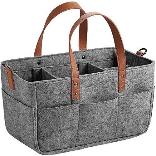 handyct Baby Windel Caddy Filztasche, Tragbarer Wickeltisch Organizer Multifunktionale Wickeltasche, Filzkorb Aufbewahrungsbox mit wechselbaren Fächer für Kinderzimmer, Auto und Reise, (A) von handyct