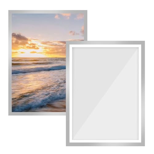 CAAGGMM Diamond Painting Rahmen, 2 Stück 30 x 40 cm Diamant Kunstrahmen Selbstklebend, Magnetischer Rahmen, für Wohnzimmer, Schlafzimmer und Büro(Silber) von CAAGGMM