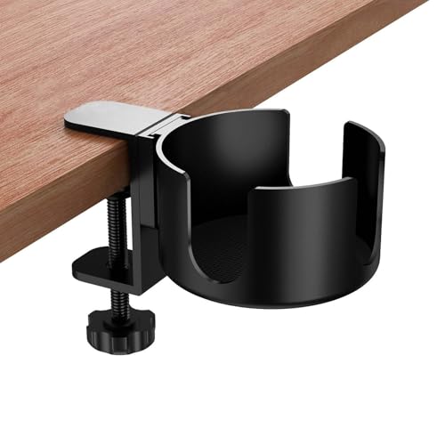 CAAGGMM Schreibtisch Becherhalter, 1 Stück Büro Becherhalters aus Aluminiumlegierungs, Einstellbar Schreibtisch Flaschenhalter, Getränkehalter Clip, für Getränke, Kaffeetasse(Schwarz) von CAAGGMM
