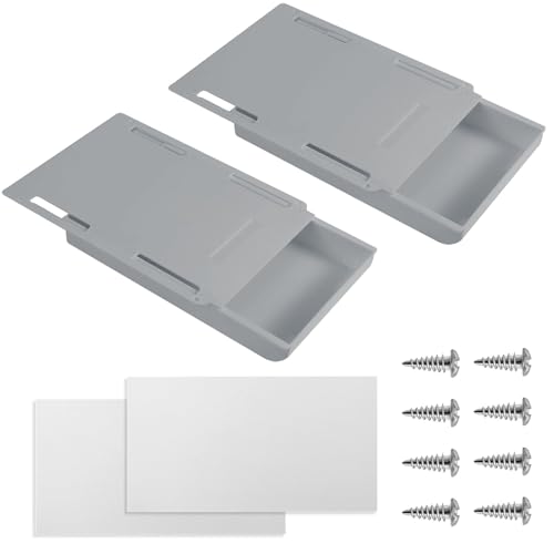 Schublade Unter Schreibtisch, 2 Stück Selbstklebende Schubladen Organizer, 22 x 15,5 x 3,5 cm Versteckte Unterbauschublade Aufbewahrungsbox unter Schreibtisch, Creative Desk Sticker Schublade(Grau) von CAAGGMM