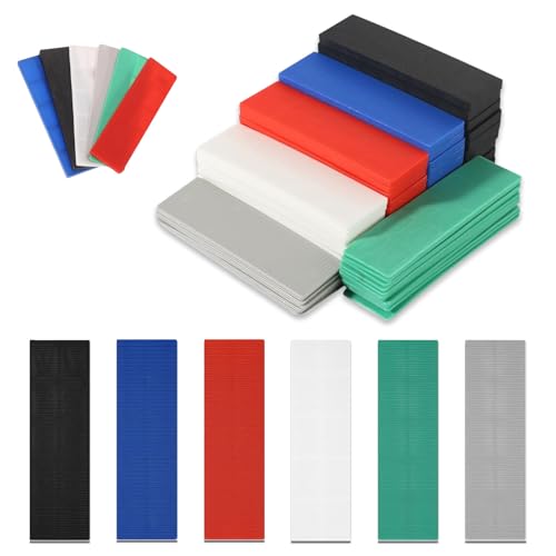 Unterlegplatten Kunststoff, 150 Stück Mehrfarbige Kunststoff Verglasungsklötze Set, 100 x 28 mm Sechs Höhen von 1 bis 6 mm Abstandhalter Fliesenkeile, Möbel Schrank Unterlegscheiben(6 Größen) von CAAGGMM