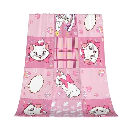 Kuscheldecken Decke Katzenmotiv Fleece Decke Flauschig Decke Rosa Dünne Decke für Couch Sofa Blanket (2,150x200cm) von CAALO