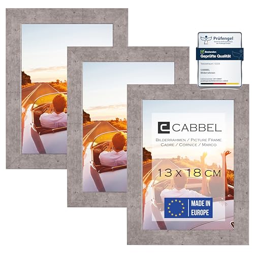 CABBEL 3er Set Bilderrahmen 13x18 MDF Holz-Rahmen mit bruchsicherem Acrylglas in Grau/Beton CABBEL 3er Set Bilderrahmen 13x18 MDF Holz-Rahmen mit bruchsicherem Acrylglas in Grau/Beton von CABBEL