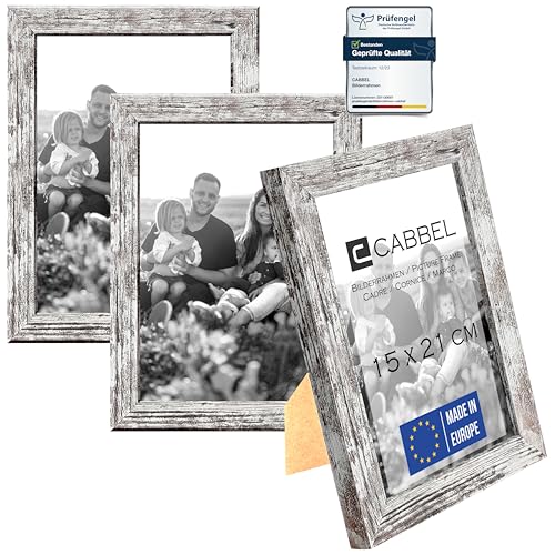 CABBEL 3er Set Bilderrahmen DIN A5 15x21 cm MDF Holz-Rahmen mit bruchsicherem Acrylglas in Birke von CABBEL
