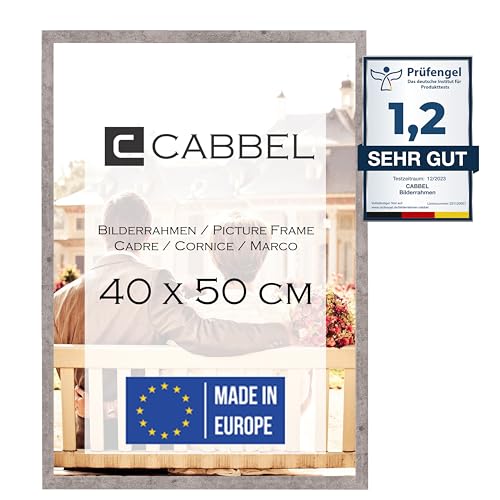 CABBEL Einzelpack (1 STK.) Bilderrahmen 40x50 cm MDF Holz-Rahmen in Grau (Beton) | mit bruchsicherem Plexi-Glas/Modern von CABBEL