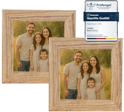 CABBEL Bilderrahmen 10x10 cm aus MDF | Acrylglas bruchsicher | Eiche | 2er Pack | Quadratischer Fotorahmen zum Aufstellen oder Aufhängen | Modern & stabil CABBEL Bilderrahmen 10x10 cm aus MDF | Acrylglas bruchsicher | Eiche | 2er Pack | Quadratischer Fotorahmen zum Aufstellen oder Aufhängen | Modern & stabil von CABBEL