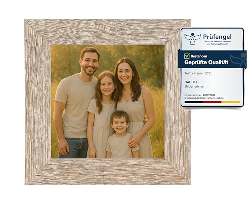CABBEL Bilderrahmen 10x10 cm aus MDF | Acrylglas bruchsicher | Mokka | 1er Pack | Quadratischer Fotorahmen zum Aufstellen oder Aufhängen | Modern & stabil von CABBEL